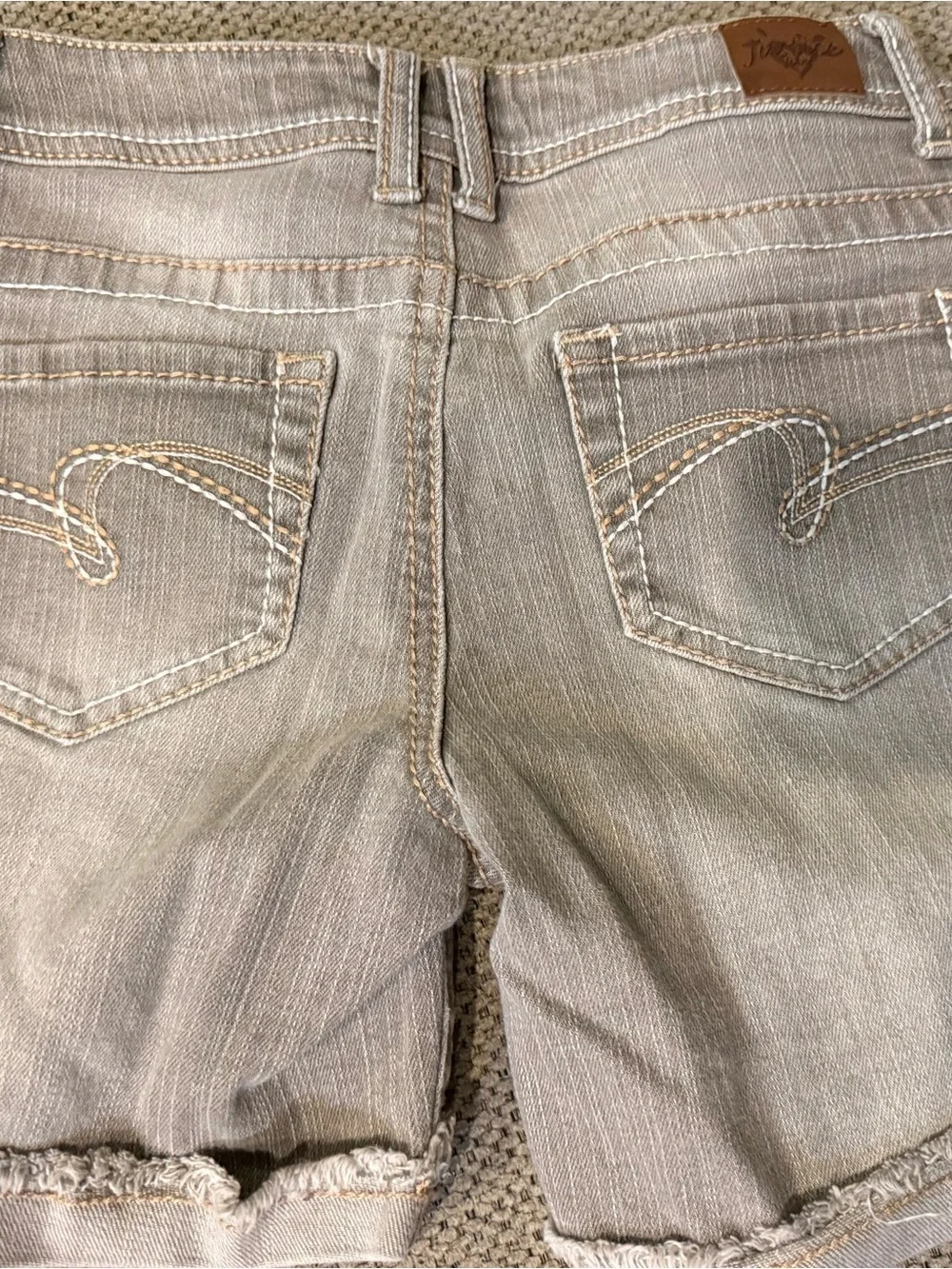 Justice Girls Gray Denim-Look Shorts